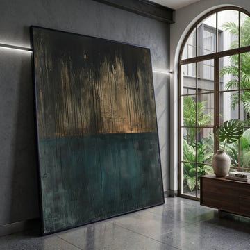 Moody Abstract Drip Canvas, Dark Gradient Wall Art, Modern Contemporary Canvas, Atmospheric Home Decor, Ready to Hang Canvas Print Art