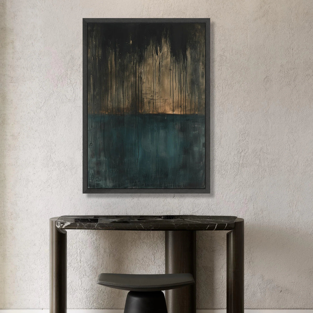 Moody Abstract Drip Canvas, Dark Gradient Wall Art, Modern Contemporary Canvas, Atmospheric Home Decor, Ready to Hang Canvas Print Art