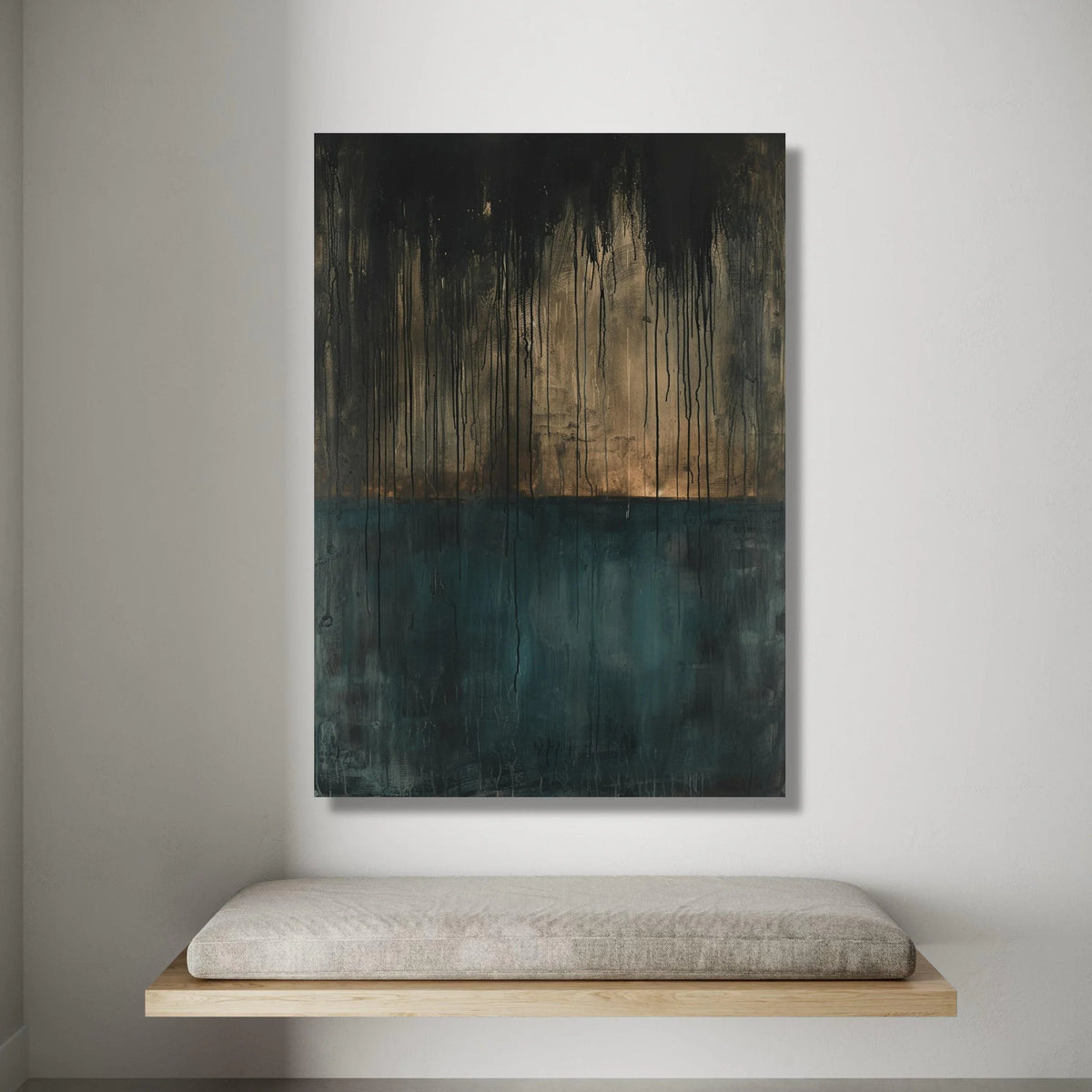 Moody Abstract Drip Canvas, Dark Gradient Wall Art, Modern Contemporary Canvas, Atmospheric Home Decor, Ready to Hang Canvas Print Art