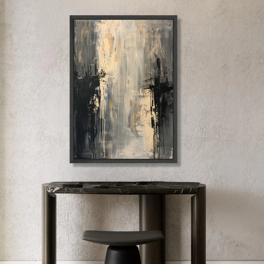 Monochrome Abstract Canvas Wall Art, Modern Neutral Painting, Black and Beige Home Decor, Contemporary Artistic Canvas, Canvas Print Art