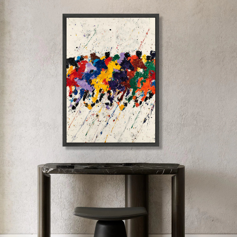 Vibrant Horse Race Canvas Wall Art, Colorful Equestrian Abstract Painting, Dynamic Sports Canvas, Modern Home Decoration Canvas Print Art