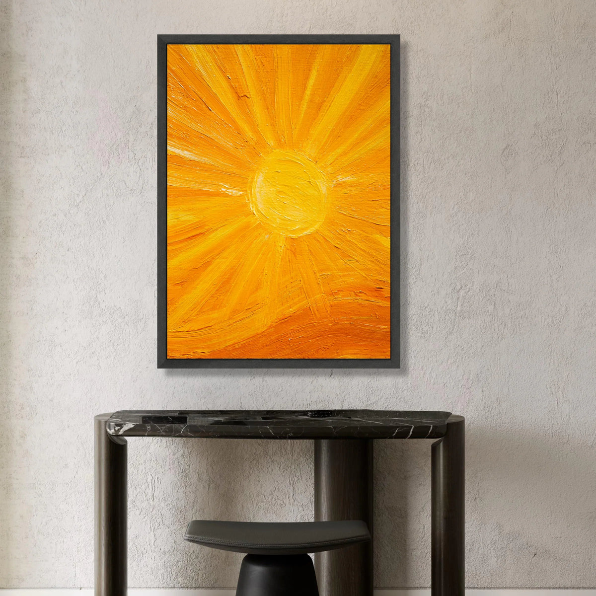 Radiant Sunburst Canvas Wall Art, Bright Yellow Sun Rays, Modern Abstract Home Decoration, Warm Energy Canvas Painting Canvas Print Art