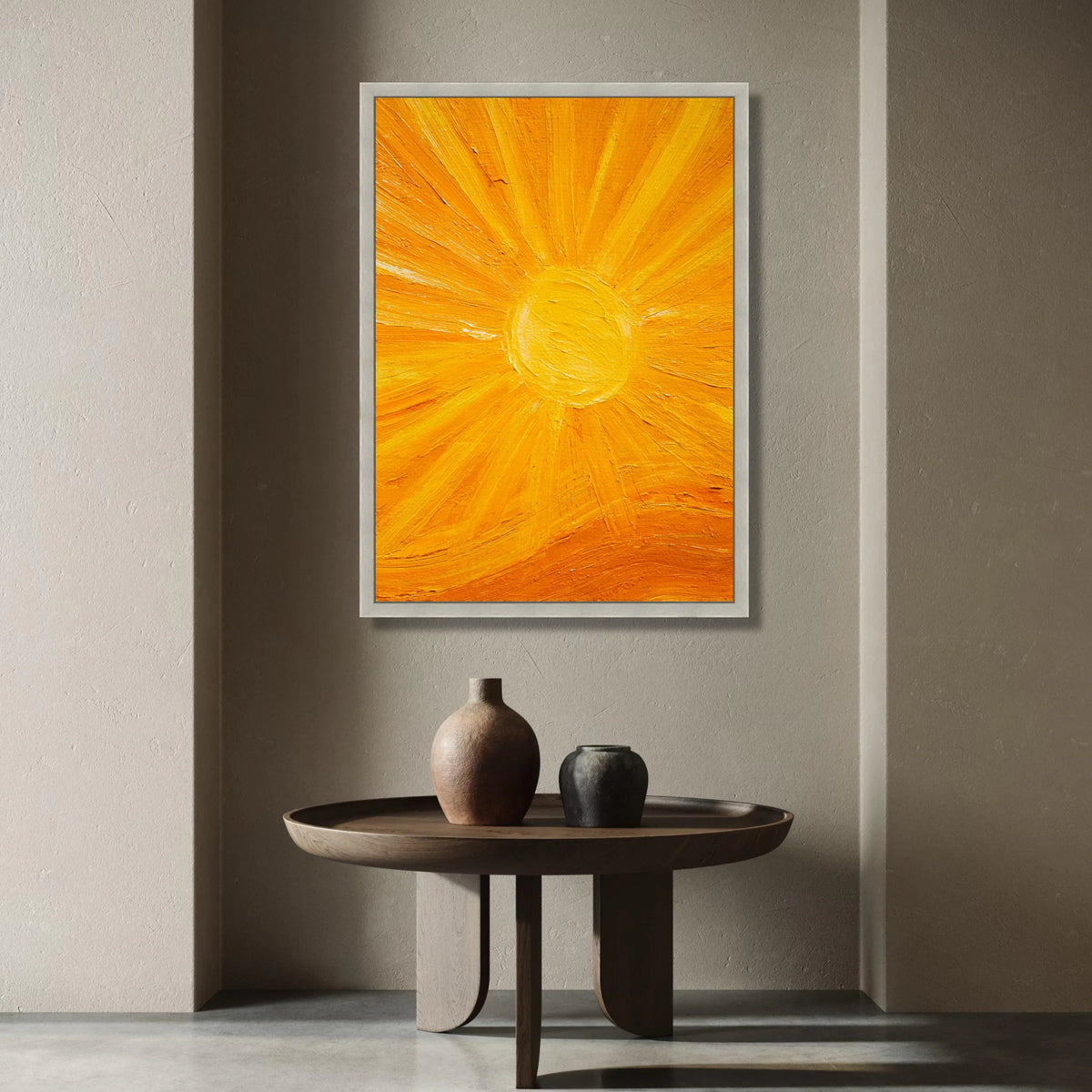 Radiant Sunburst Canvas Wall Art, Bright Yellow Sun Rays, Modern Abstract Home Decoration, Warm Energy Canvas Painting Canvas Print Art