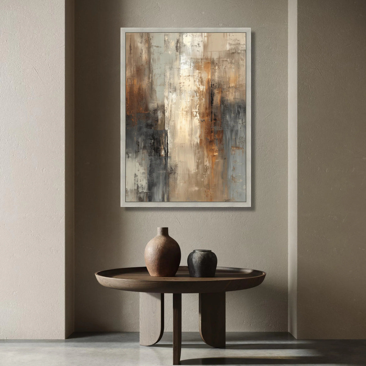 Warm Neutral Abstract Canvas Wall Art, Earth Tone Modern Painting, Contemporary Home Decor, Brown Beige Gray Canvas Art, Canvas Print Art