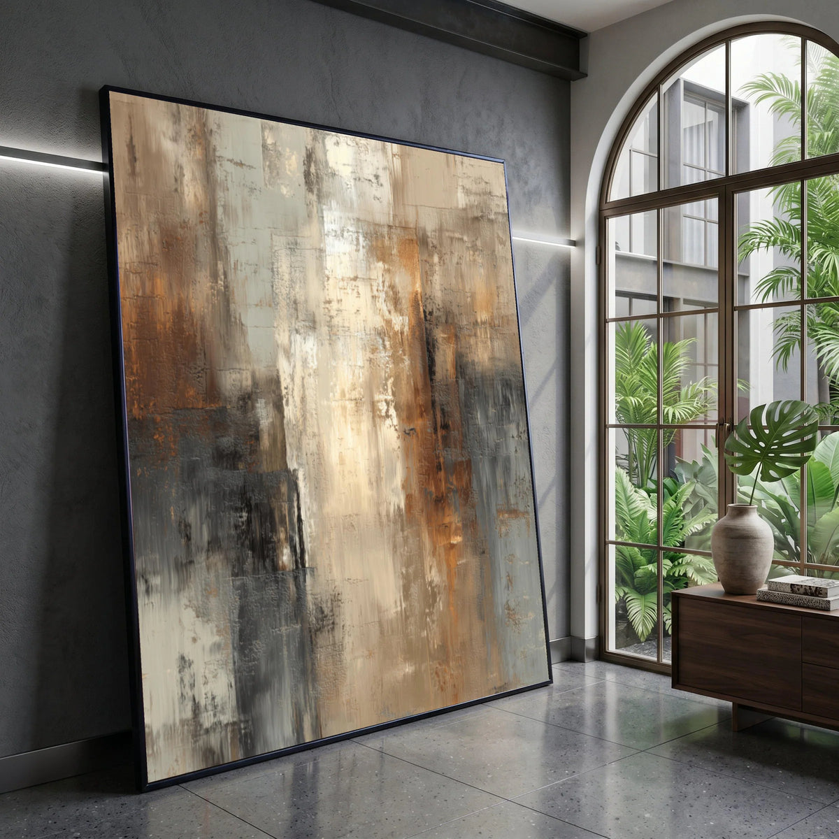 Warm Neutral Abstract Canvas Wall Art, Earth Tone Modern Painting, Contemporary Home Decor, Brown Beige Gray Canvas Art, Canvas Print Art