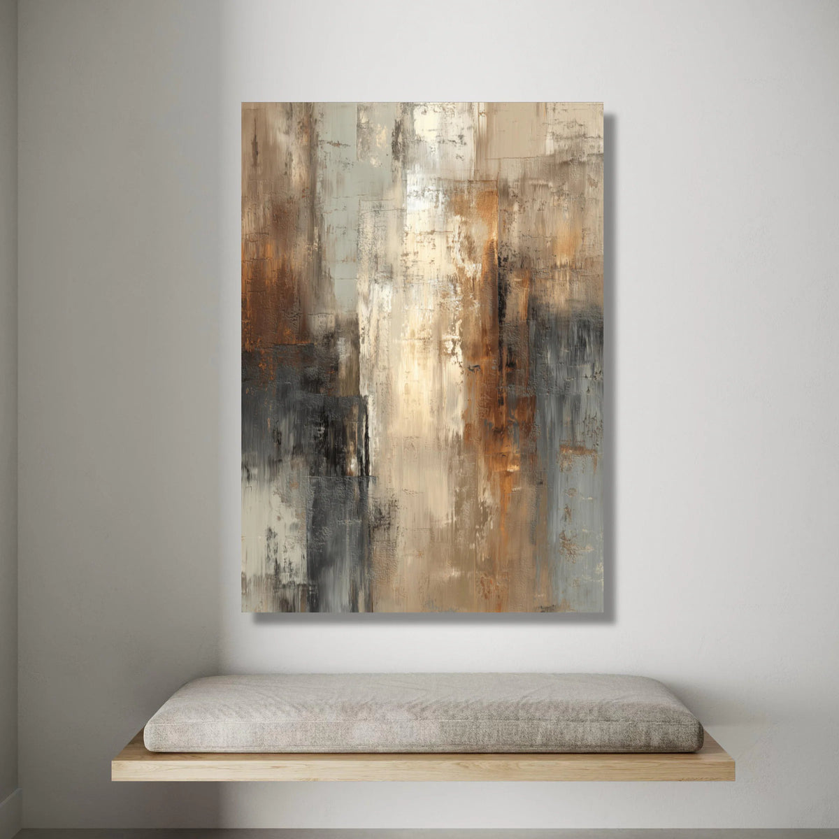 Warm Neutral Abstract Canvas Wall Art, Earth Tone Modern Painting, Contemporary Home Decor, Brown Beige Gray Canvas Art, Canvas Print Art