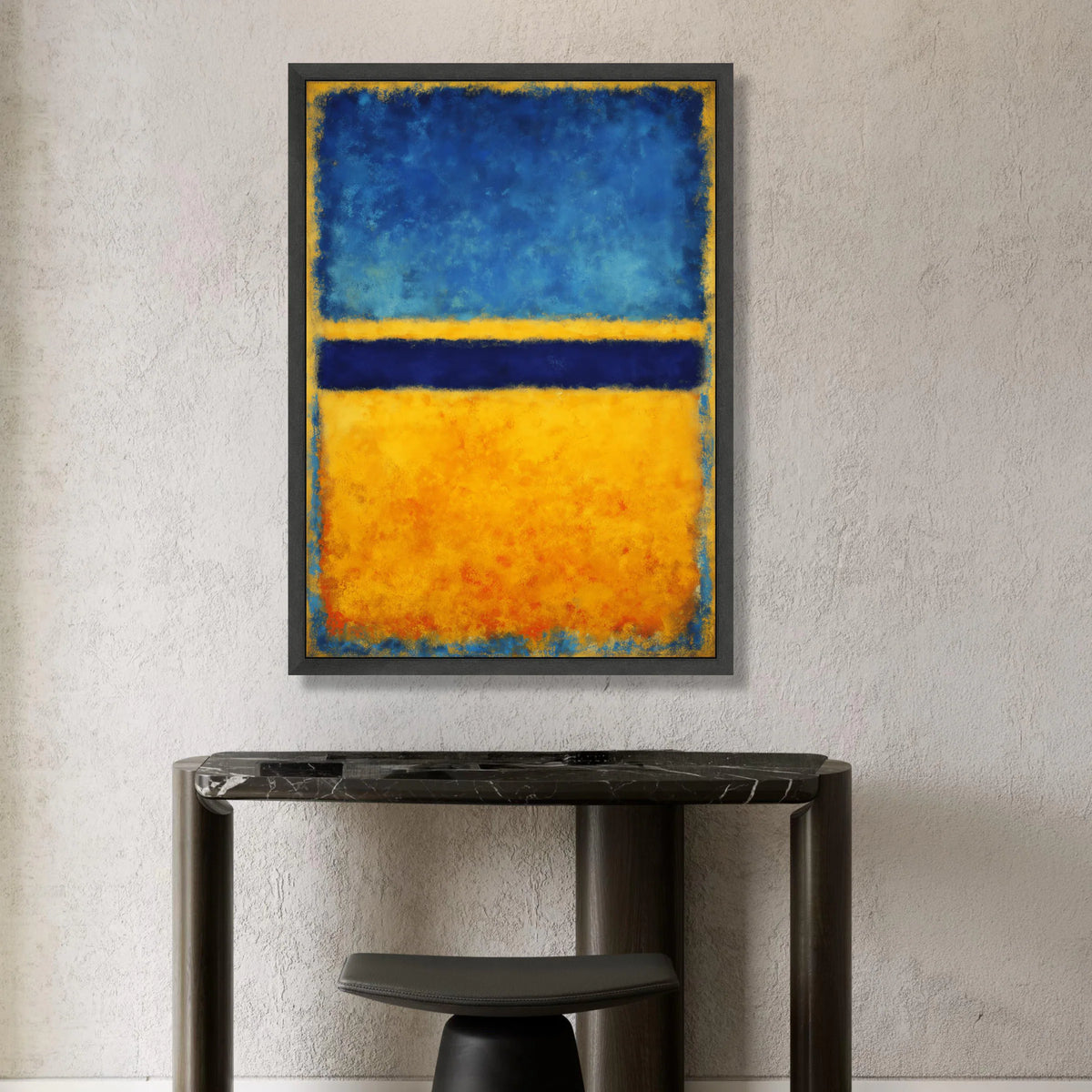 Modern Abstract Canvas Wall Art, Blue and Yellow Blocks, Minimalist Color Block Design, Contemporary Home Decoration, Ready Canvas Print Art