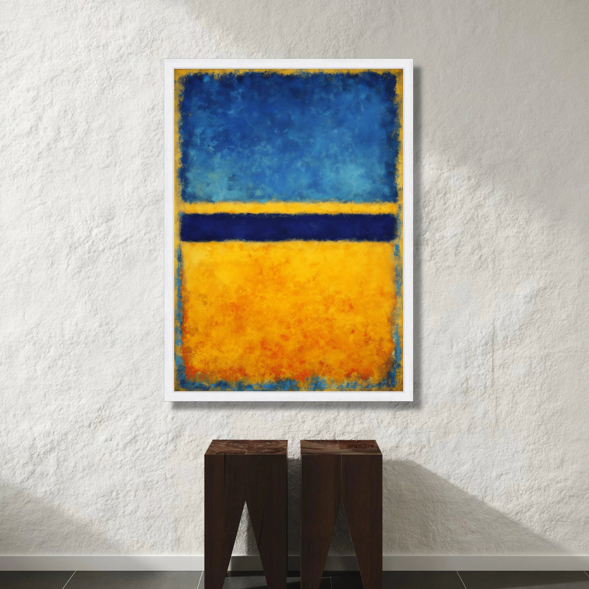 Modern Abstract Canvas Wall Art, Blue and Yellow Blocks, Minimalist Color Block Design, Contemporary Home Decoration, Ready Canvas Print Art