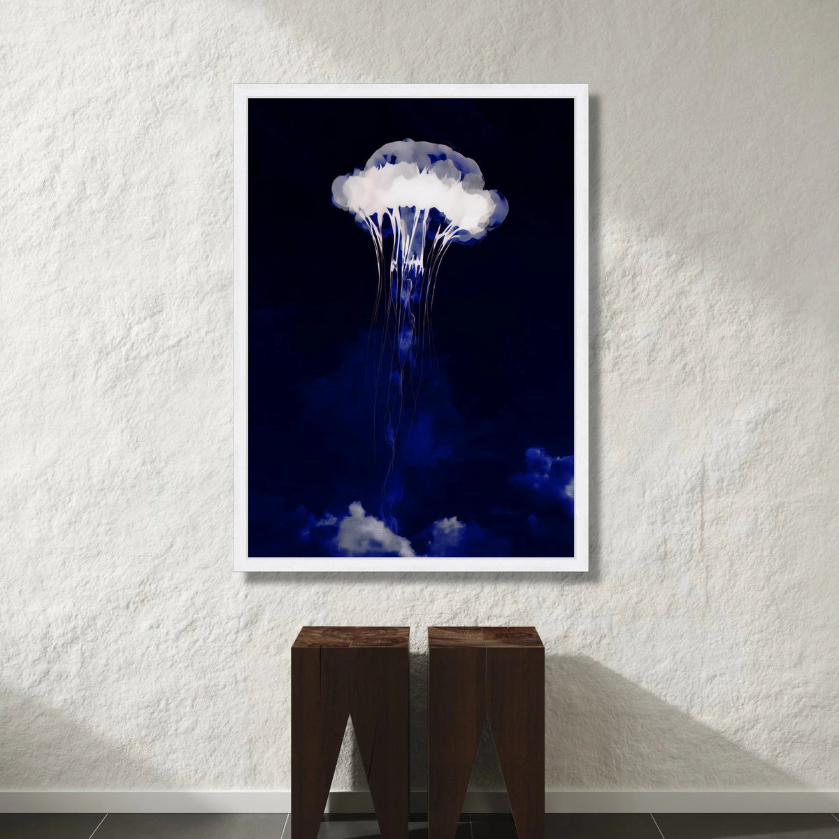 Ethereal Jellyfish Canvas, Deep Sea Marine Art, Ocean Life Wall Decoration, Blue Abstract Canvas, Contemporary Sea Creature Canvas Print Art