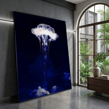Ethereal Jellyfish Canvas, Deep Sea Marine Art, Ocean Life Wall Decoration, Blue Abstract Canvas, Contemporary Sea Creature Canvas Print Art