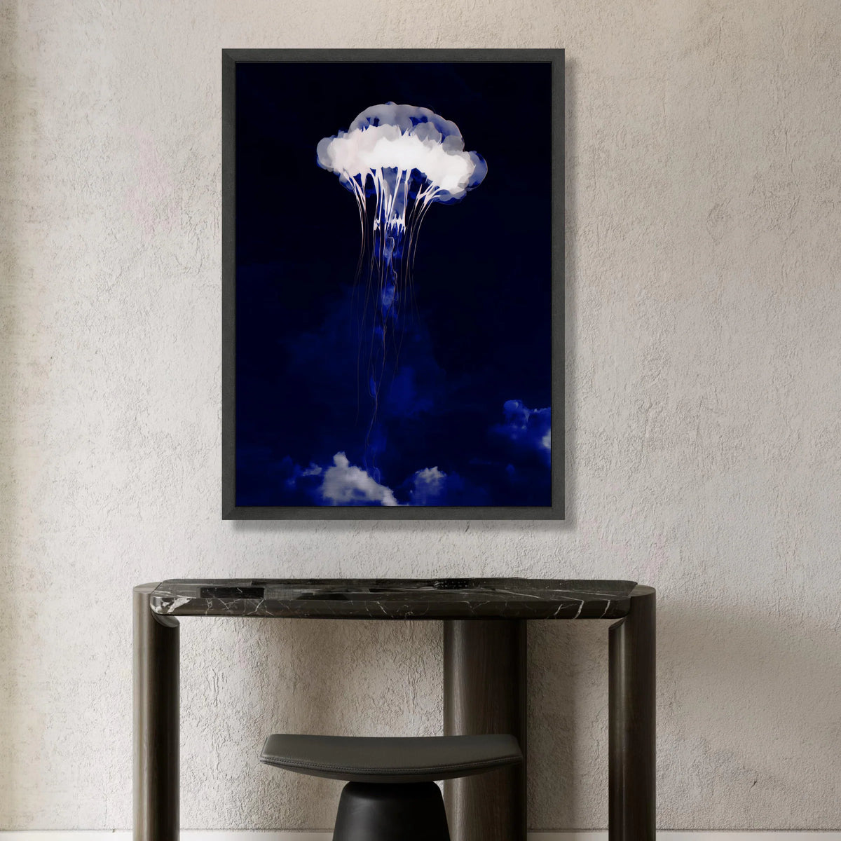 Ethereal Jellyfish Canvas, Deep Sea Marine Art, Ocean Life Wall Decoration, Blue Abstract Canvas, Contemporary Sea Creature Canvas Print Art
