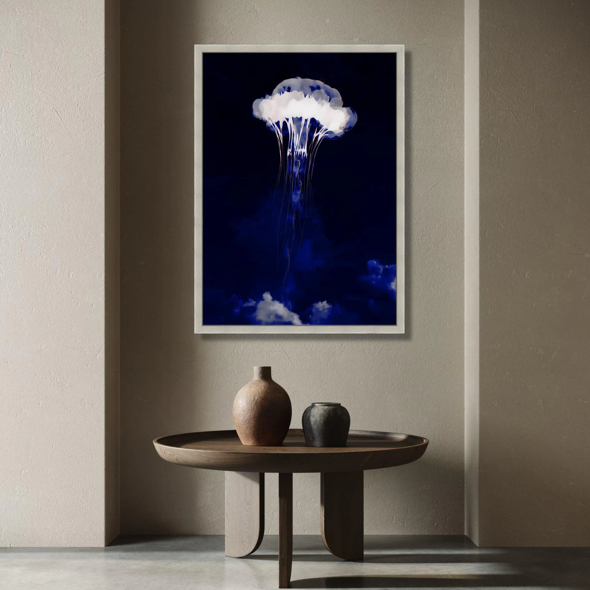 Ethereal Jellyfish Canvas, Deep Sea Marine Art, Ocean Life Wall Decoration, Blue Abstract Canvas, Contemporary Sea Creature Canvas Print Art