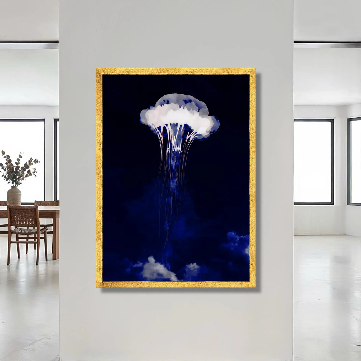 Ethereal Jellyfish Canvas, Deep Sea Marine Art, Ocean Life Wall Decoration, Blue Abstract Canvas, Contemporary Sea Creature Canvas Print Art