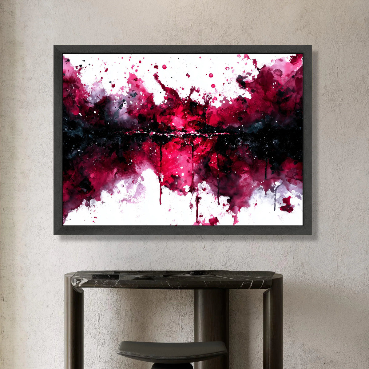 Dynamic Red and Black Abstract Canvas, Modern Splash Wall Art, Bold Expression Decoration, Contemporary Home Artwork Canvas Print Art