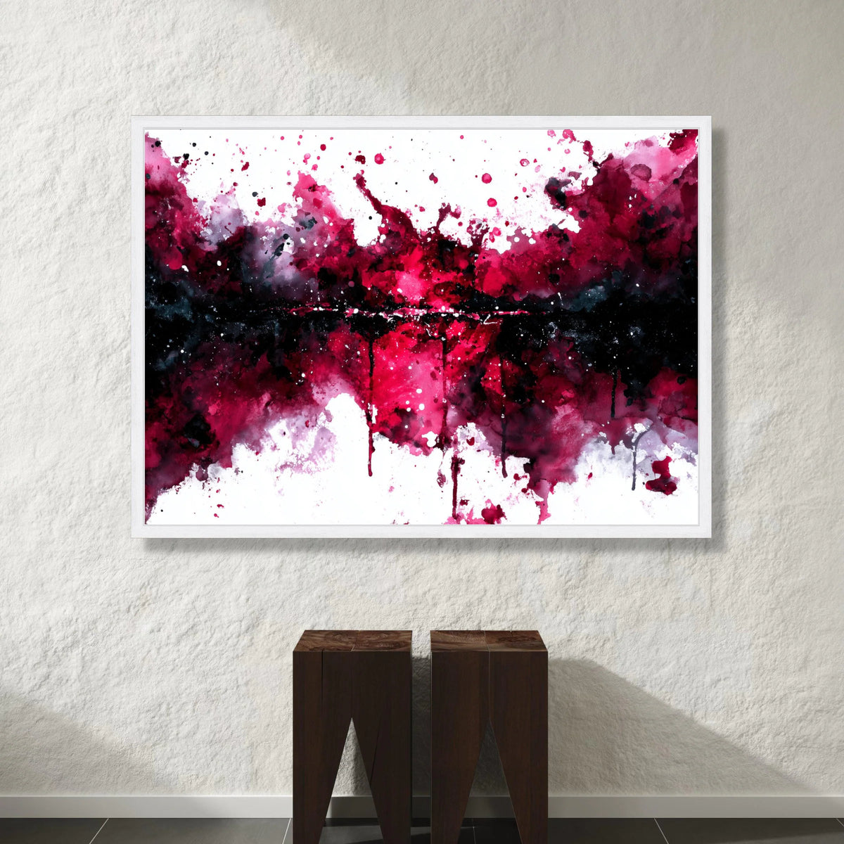 Dynamic Red and Black Abstract Canvas, Modern Splash Wall Art, Bold Expression Decoration, Contemporary Home Artwork Canvas Print Art