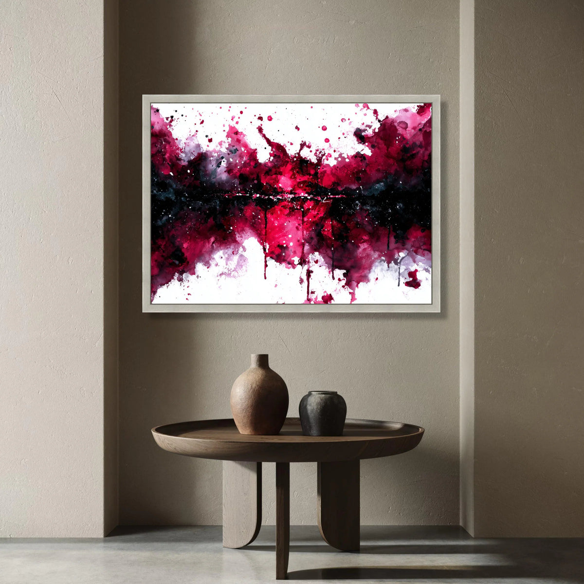 Dynamic Red and Black Abstract Canvas, Modern Splash Wall Art, Bold Expression Decoration, Contemporary Home Artwork Canvas Print Art