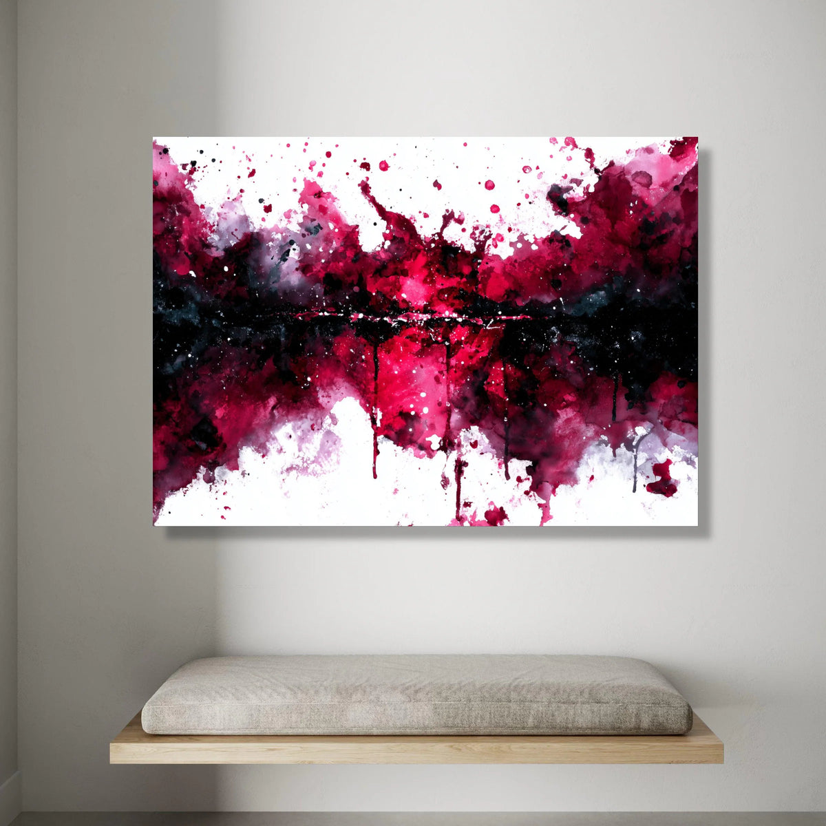 Dynamic Red and Black Abstract Canvas, Modern Splash Wall Art, Bold Expression Decoration, Contemporary Home Artwork Canvas Print Art