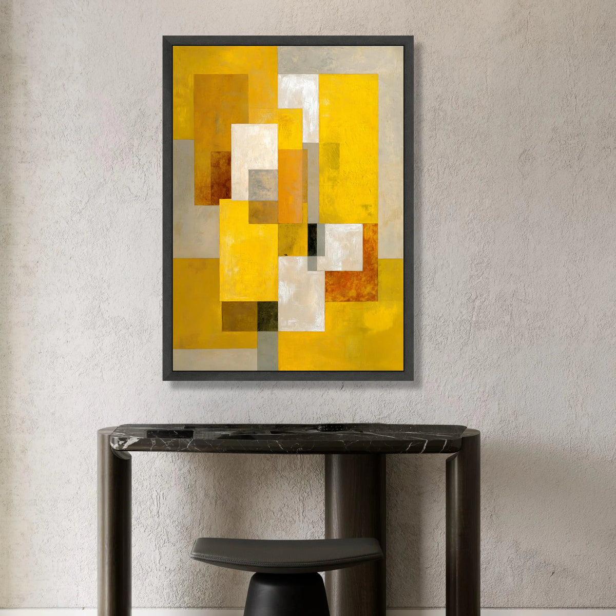 Modern Geometric Abstract Canvas, Yellow and Beige Rectangles, Contemporary Wall Art, Minimalist Home Decoration, Vibrant Canvas Print Art