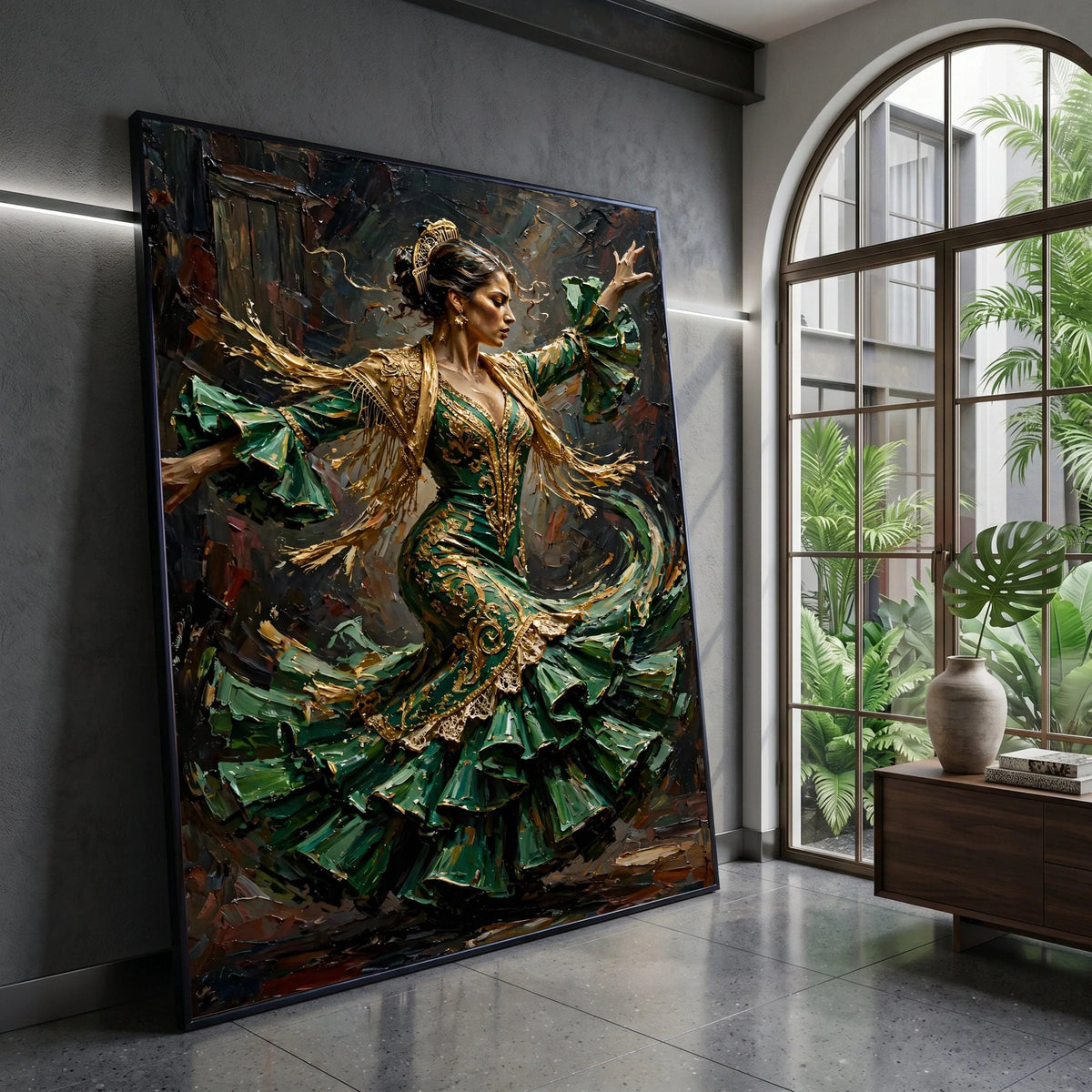 Passionate Flamenco Dancer Canvas, Spanish Dance Wall Art, Vibrant Cultural Canvas, Elegant Movement Decor, Ready to Hang Canvas Print Art