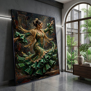 Passionate Flamenco Dancer Canvas, Spanish Dance Wall Art, Vibrant Cultural Canvas, Elegant Movement Decor, Ready to Hang Canvas Print Art