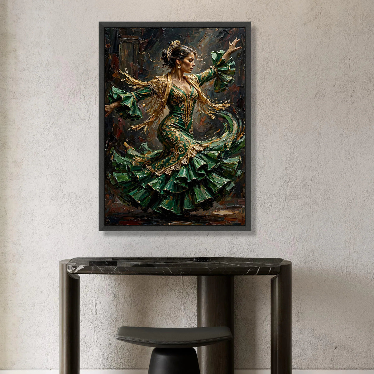 Passionate Flamenco Dancer Canvas, Spanish Dance Wall Art, Vibrant Cultural Canvas, Elegant Movement Decor, Ready to Hang Canvas Print Art