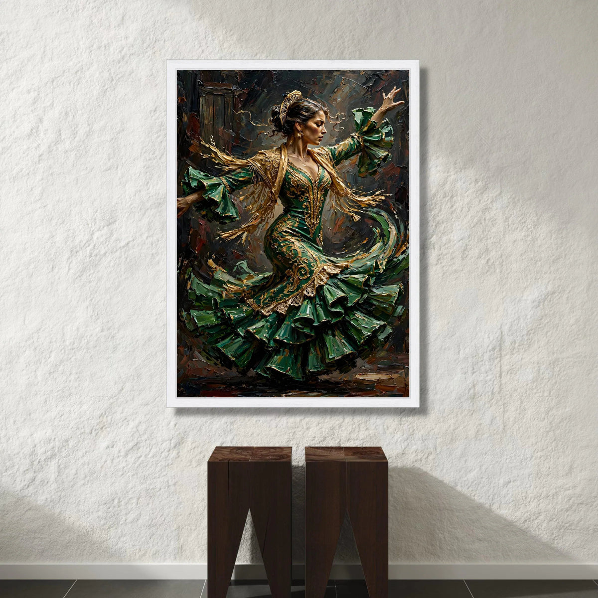 Passionate Flamenco Dancer Canvas, Spanish Dance Wall Art, Vibrant Cultural Canvas, Elegant Movement Decor, Ready to Hang Canvas Print Art