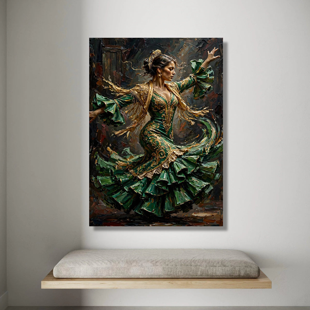 Passionate Flamenco Dancer Canvas, Spanish Dance Wall Art, Vibrant Cultural Canvas, Elegant Movement Decor, Ready to Hang Canvas Print Art