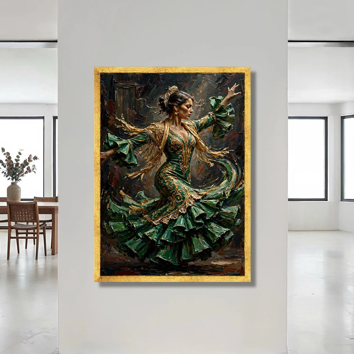 Passionate Flamenco Dancer Canvas, Spanish Dance Wall Art, Vibrant Cultural Canvas, Elegant Movement Decor, Ready to Hang Canvas Print Art