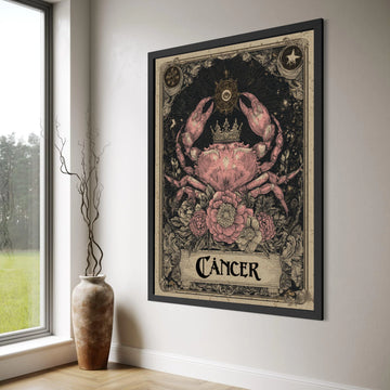 Zodiac Cancer Canvas Wall Art, Astrological Crab Illustration, Celestial Astrology Decor, Horoscope Canvas Print, Mystic Cosmic Print Art