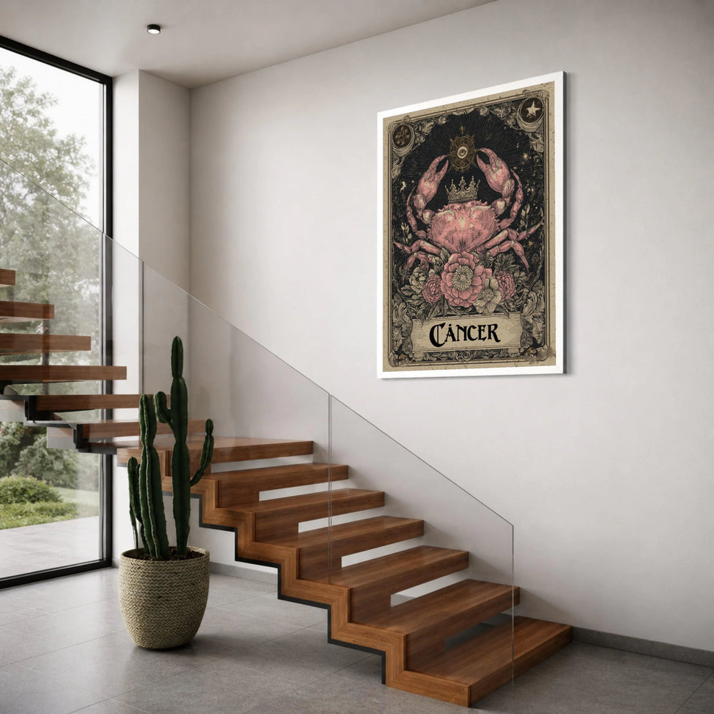 Zodiac Cancer Canvas Wall Art, Astrological Crab Illustration, Celestial Astrology Decor, Horoscope Canvas Print, Mystic Cosmic Print Art