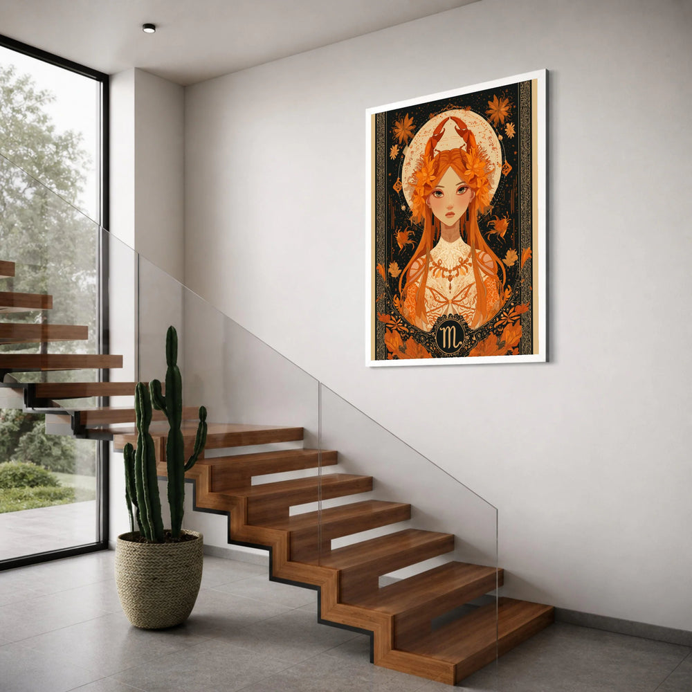 Scorpio Zodiac Woman, Mystical Astrology Canvas, Floral Horoscope Wall Art, Celestial Sign Canvas, Astrological Home Decor Print Art