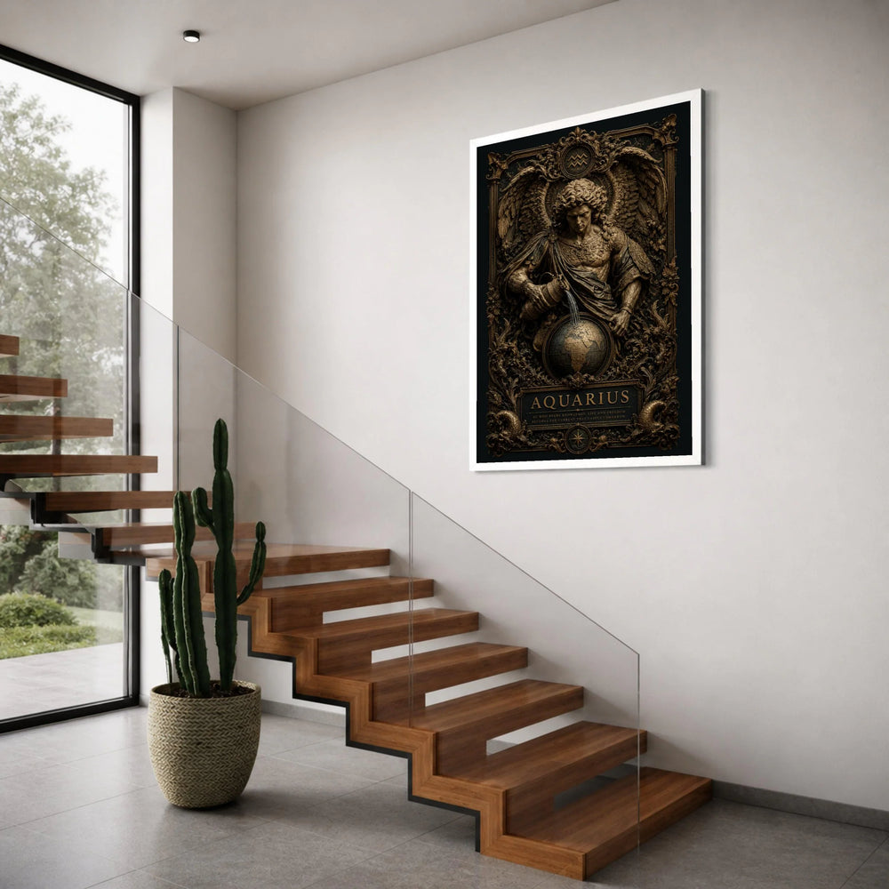 Aquarius Zodiac Angel Canvas, Water Bearer Astrology Wall Art, Mythological Figure Decor, Spiritual Home Decoration Print Art