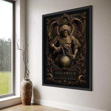 Aquarius Zodiac Angel Canvas, Water Bearer Astrology Wall Art, Mythological Figure Decor, Spiritual Home Decoration Print Art