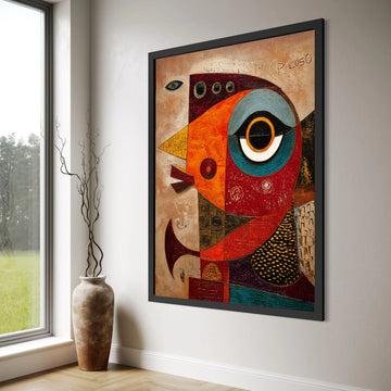 Abstract Colorful Bird Canvas, Modern Geometric Wall Art, Vibrant Animal Design, Contemporary Canvas Decoration, Home Living Room Print Art