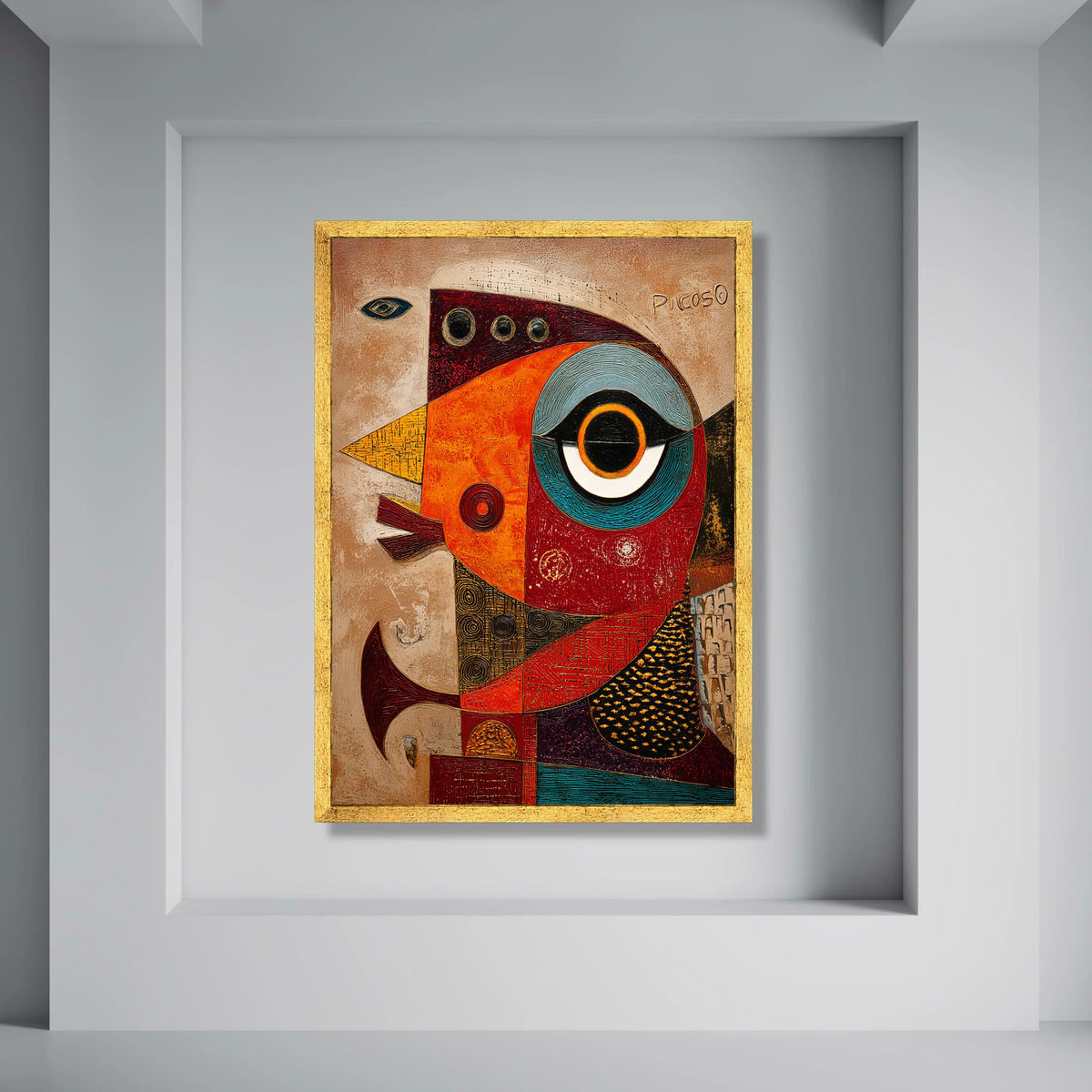 Abstract Colorful Bird Canvas, Modern Geometric Wall Art, Vibrant Animal Design, Contemporary Canvas Decoration, Home Living Room Print Art