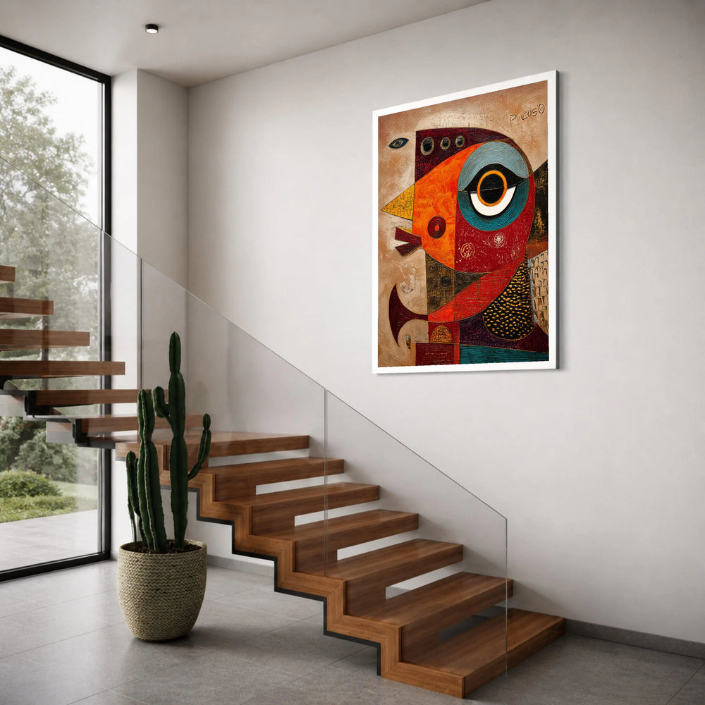 Abstract Colorful Bird Canvas, Modern Geometric Wall Art, Vibrant Animal Design, Contemporary Canvas Decoration, Home Living Room Print Art