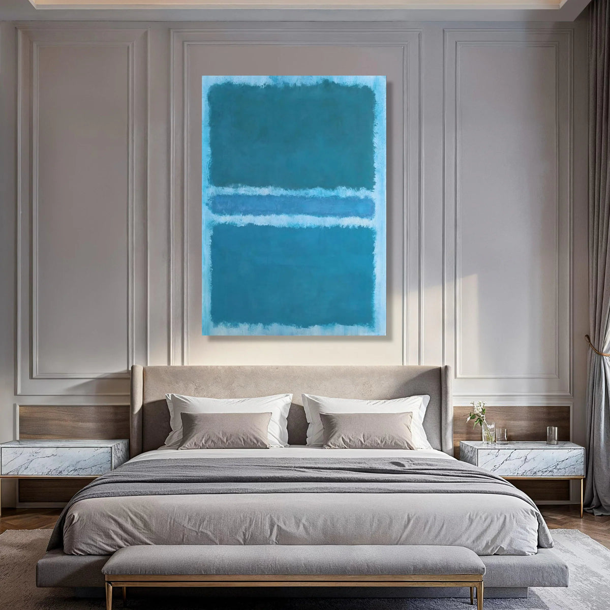 Blue Abstract Canvas Wall Art, Modern Color Block Canvas, Contemporary Minimalist Home Decor, Large Blue Painting, Mark Rothko Print Art