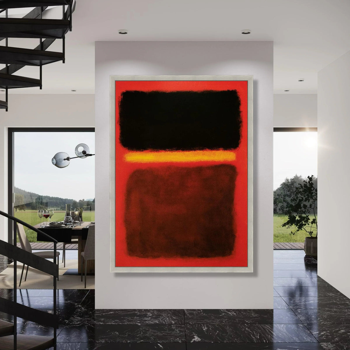 Bold Abstract Color Blocks Canvas, Modern Minimalist Wall Art, Red Black Yellow Canvas, Contemporary Home Decoration, Ready to Print Art