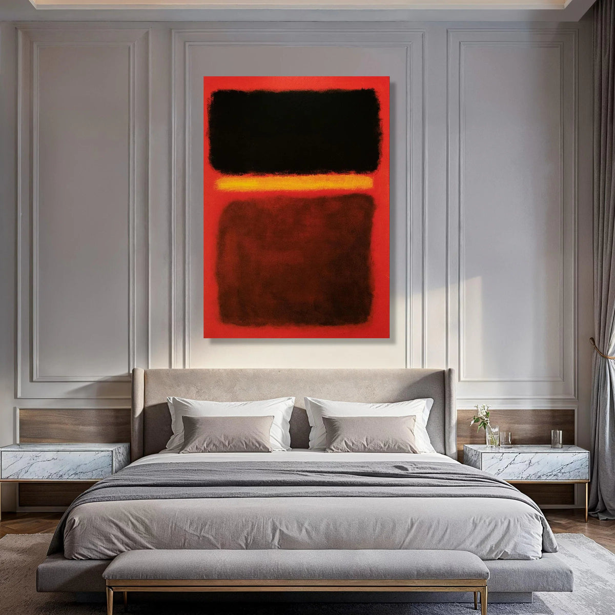 Bold Abstract Color Blocks Canvas, Modern Minimalist Wall Art, Red Black Yellow Canvas, Contemporary Home Decoration, Ready to Print Art