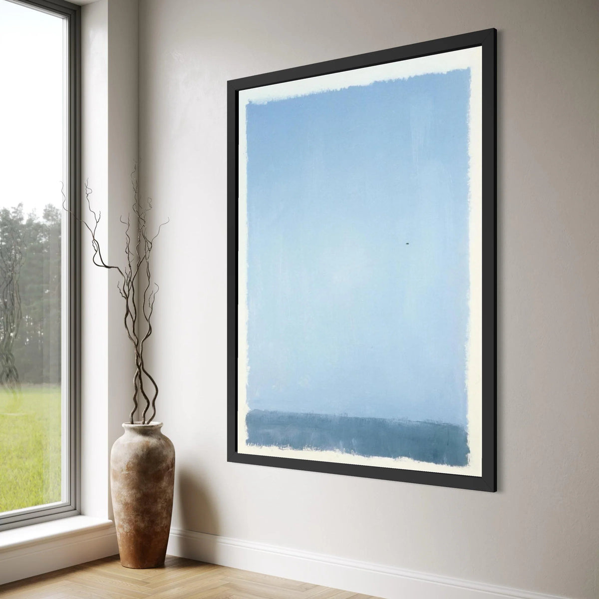 Serene Blue Gradient Canvas Wall Art, Minimalist Abstract Painting, Contemporary Home Decoration Print Art