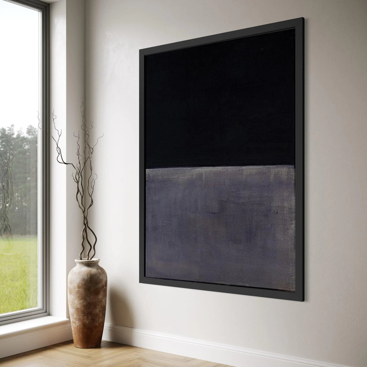 Minimalist Black and Gray Canvas, Modern Abstract Wall Art, Contemporary Home Decoration, Bold Color Block Canvas, Ready to Hang Print Art