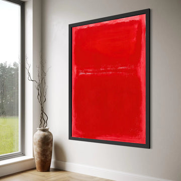Bold Red Abstract Canvas, Modern Minimalist Wall Art, Contemporary Home Decor, Color Field Painting Style, Vibrant Canvas Print Art