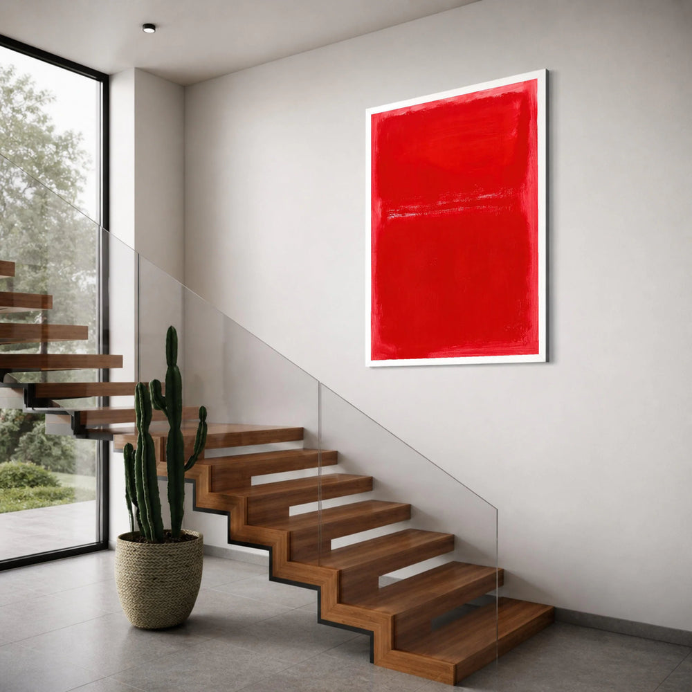 Bold Red Abstract Canvas, Modern Minimalist Wall Art, Contemporary Home Decor, Color Field Painting Style, Vibrant Canvas Print Art