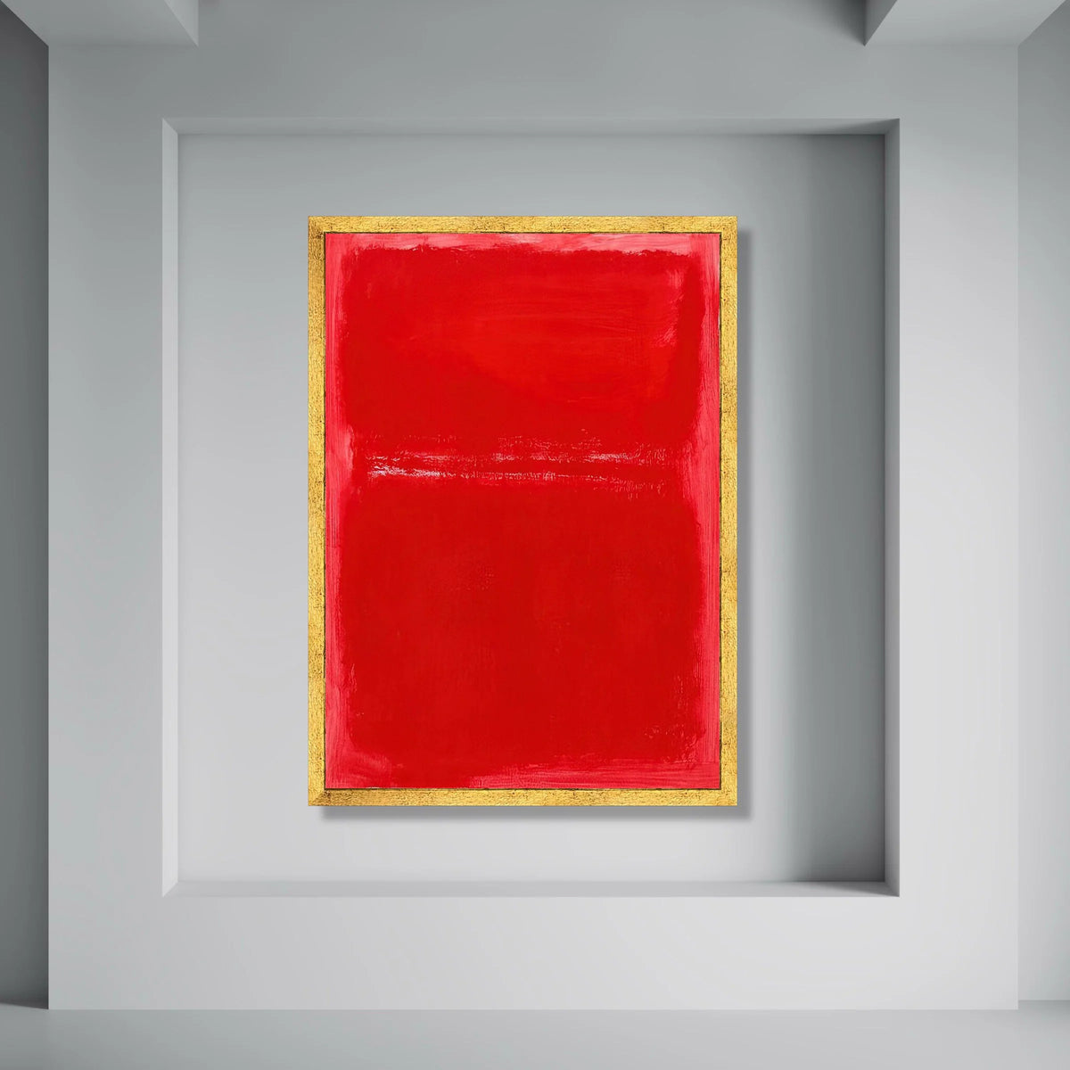 Bold Red Abstract Canvas, Modern Minimalist Wall Art, Contemporary Home Decor, Color Field Painting Style, Vibrant Canvas Print Art