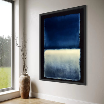 Deep Blue Abstract Canvas, Modern Color Block Wall Art, Minimalist Home Decoration, Contemporary Canvas Design Print Art