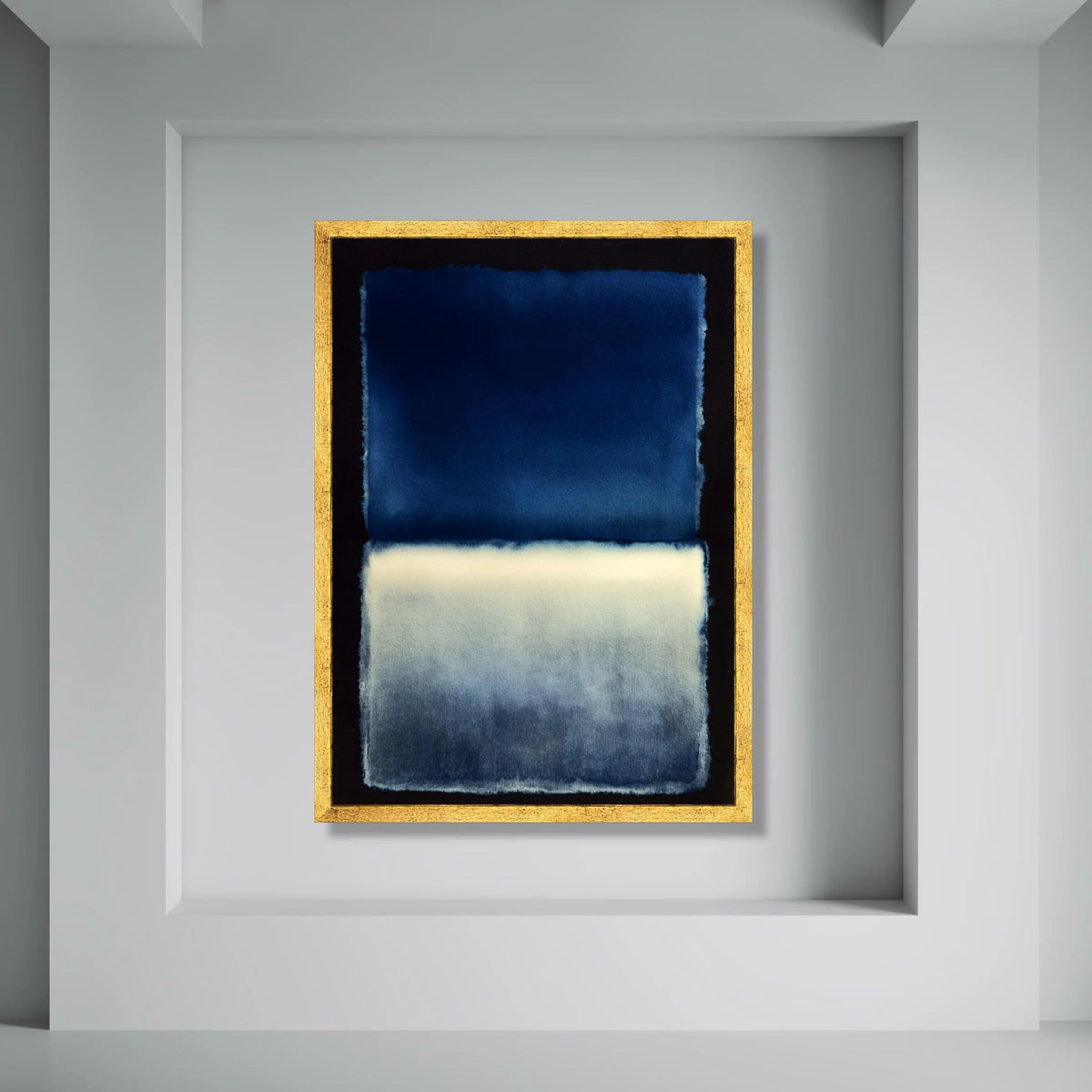 Deep Blue Abstract Canvas, Modern Color Block Wall Art, Minimalist Home Decoration, Contemporary Canvas Design Print Art