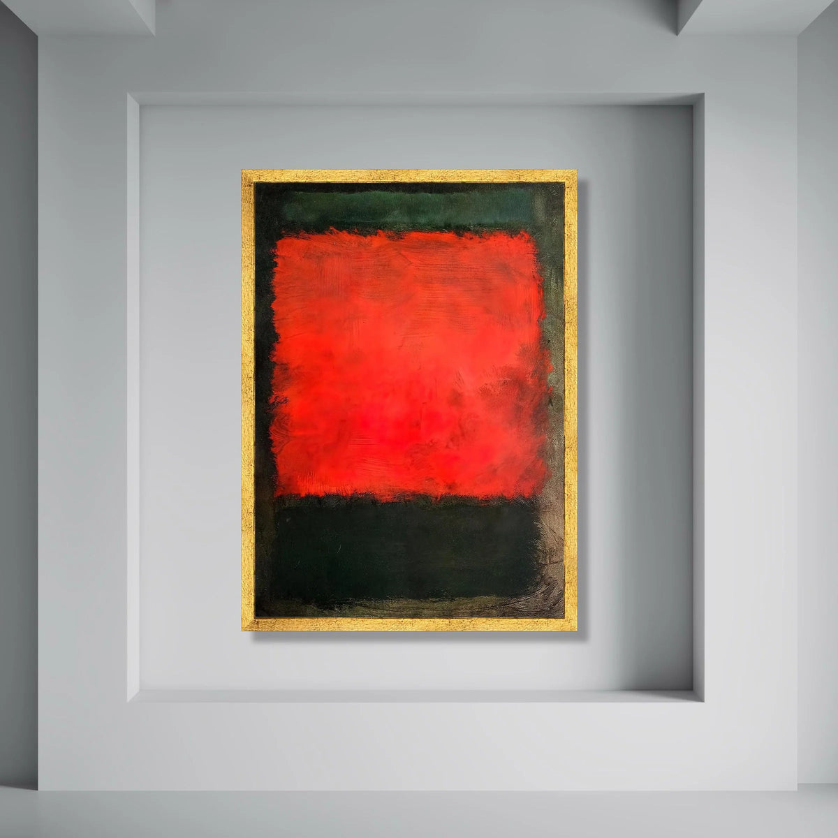 Bold Red and Black Abstract Canvas, Modern Color Block Wall Art, Contemporary Minimalist Canvas Decoration, Vibrant Home Accent Print Art