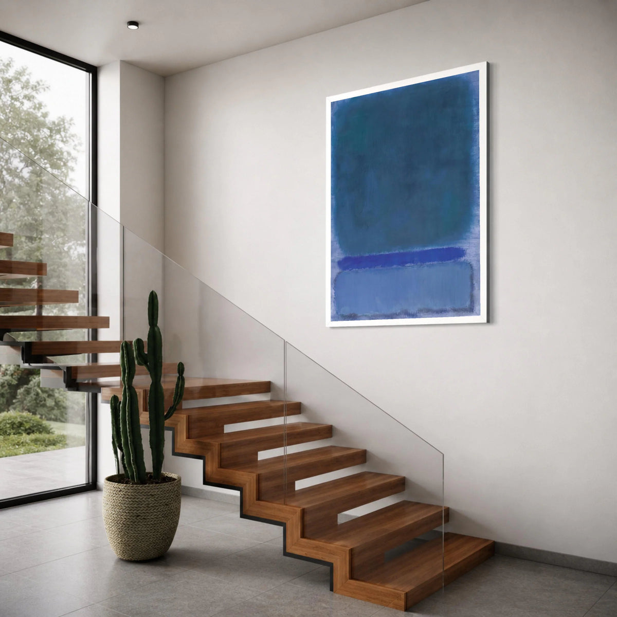 Abstract Blue Harmony Canvas Wall Art, Modern Color Block Painting, Contemporary Home Decor, Soft Gradient Canvas Design Print Art