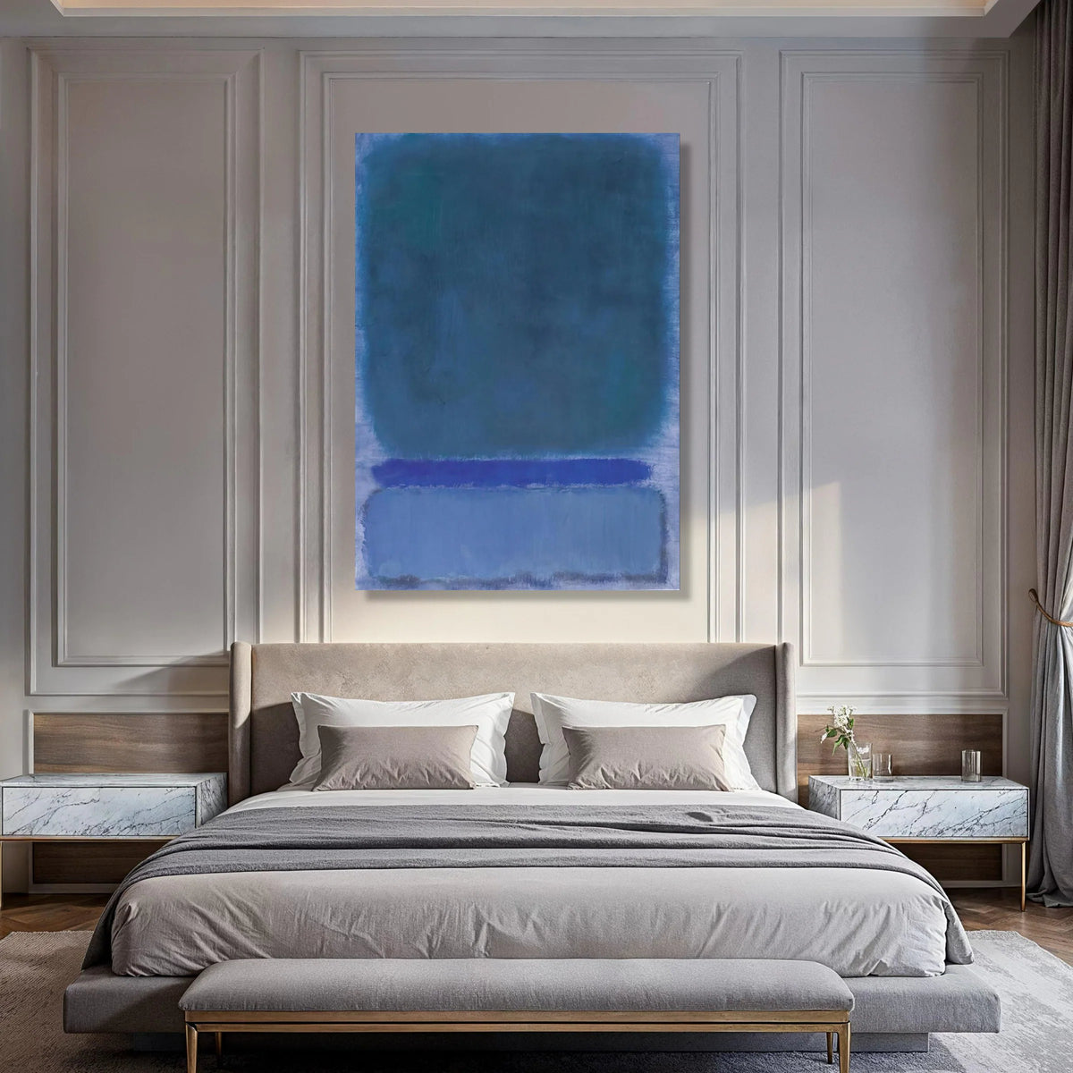 Abstract Blue Harmony Canvas Wall Art, Modern Color Block Painting, Contemporary Home Decor, Soft Gradient Canvas Design Print Art