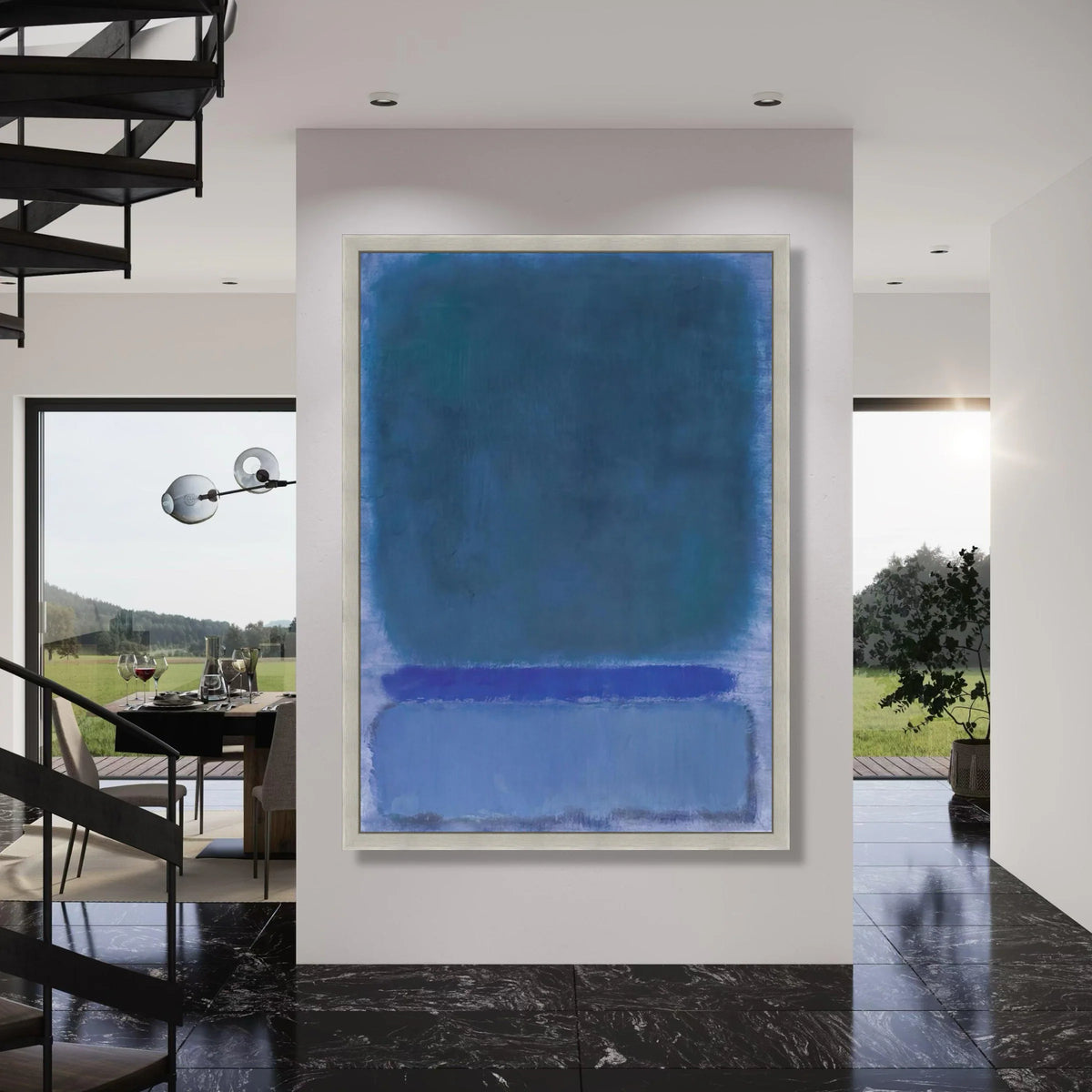 Abstract Blue Harmony Canvas Wall Art, Modern Color Block Painting, Contemporary Home Decor, Soft Gradient Canvas Design Print Art